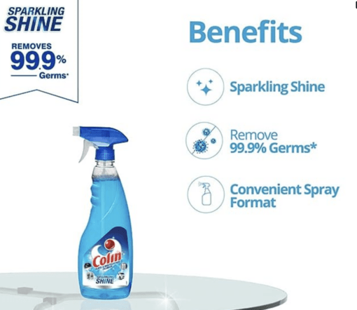 Colin 500 ml, Glass and Surface Cleaner Liquid Spray | India's #1 Glass Cleaner for Car, Kitchen and Home Surfaces | Multi Surface Cleaner - Image 3
